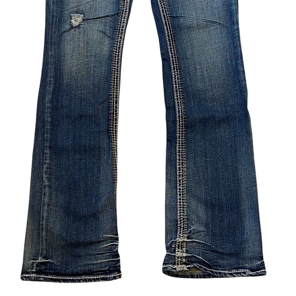 TRADEMARK H Bootcut Jeans Pocket Flaps Blue Embellishments Size 9/10 - Picture 8 of 14